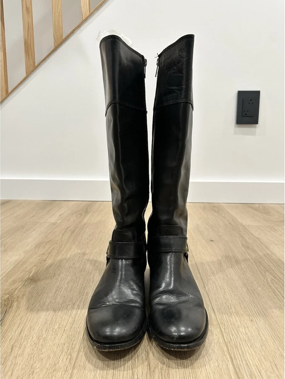 Frye Women's Black Melissa Harness Leather Riding Boots Size 6 B